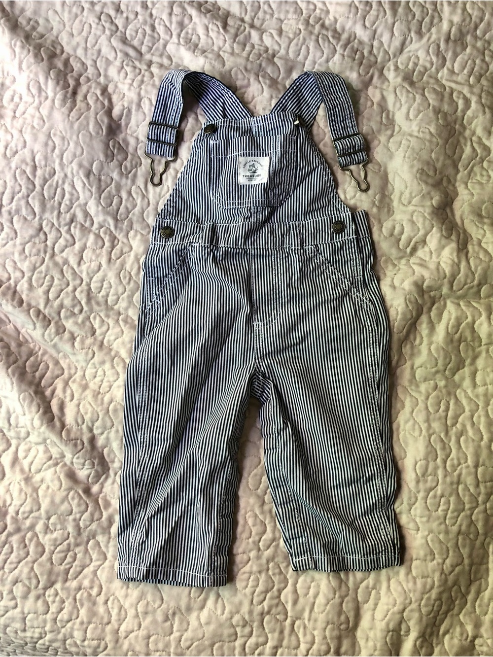 Carter's Navy & White Striped Overalls